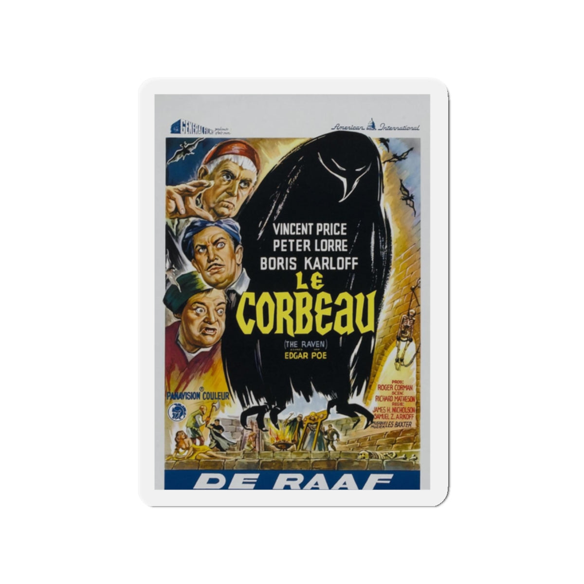 THE RAVEN (BELGIAN) 1963 Movie Poster - Refrigerator Magnet-2 Inch-Die-Cut-The Sticker Space