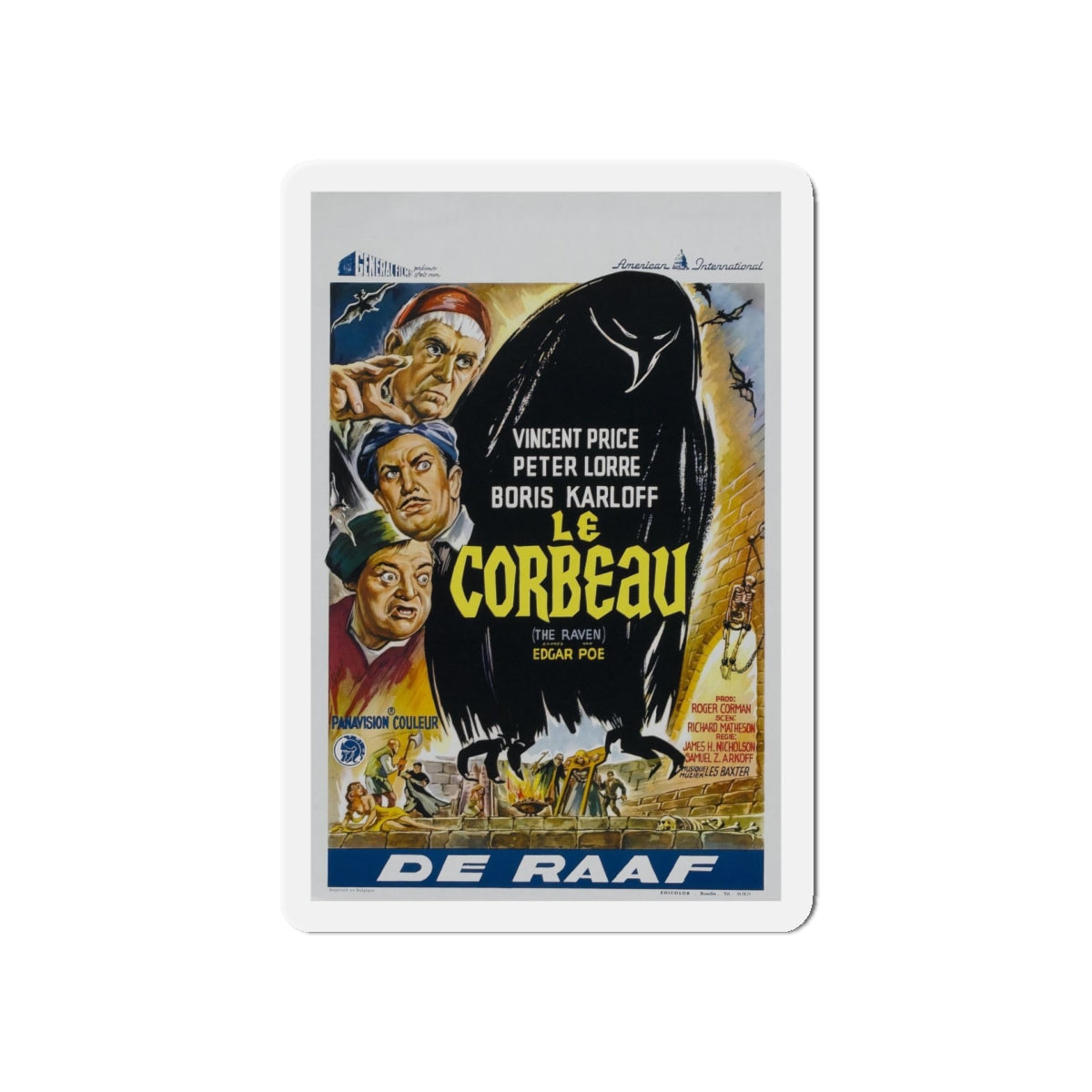 THE RAVEN (BELGIAN) 1963 Movie Poster - Refrigerator Magnet-5 Inch-Die-Cut-The Sticker Space