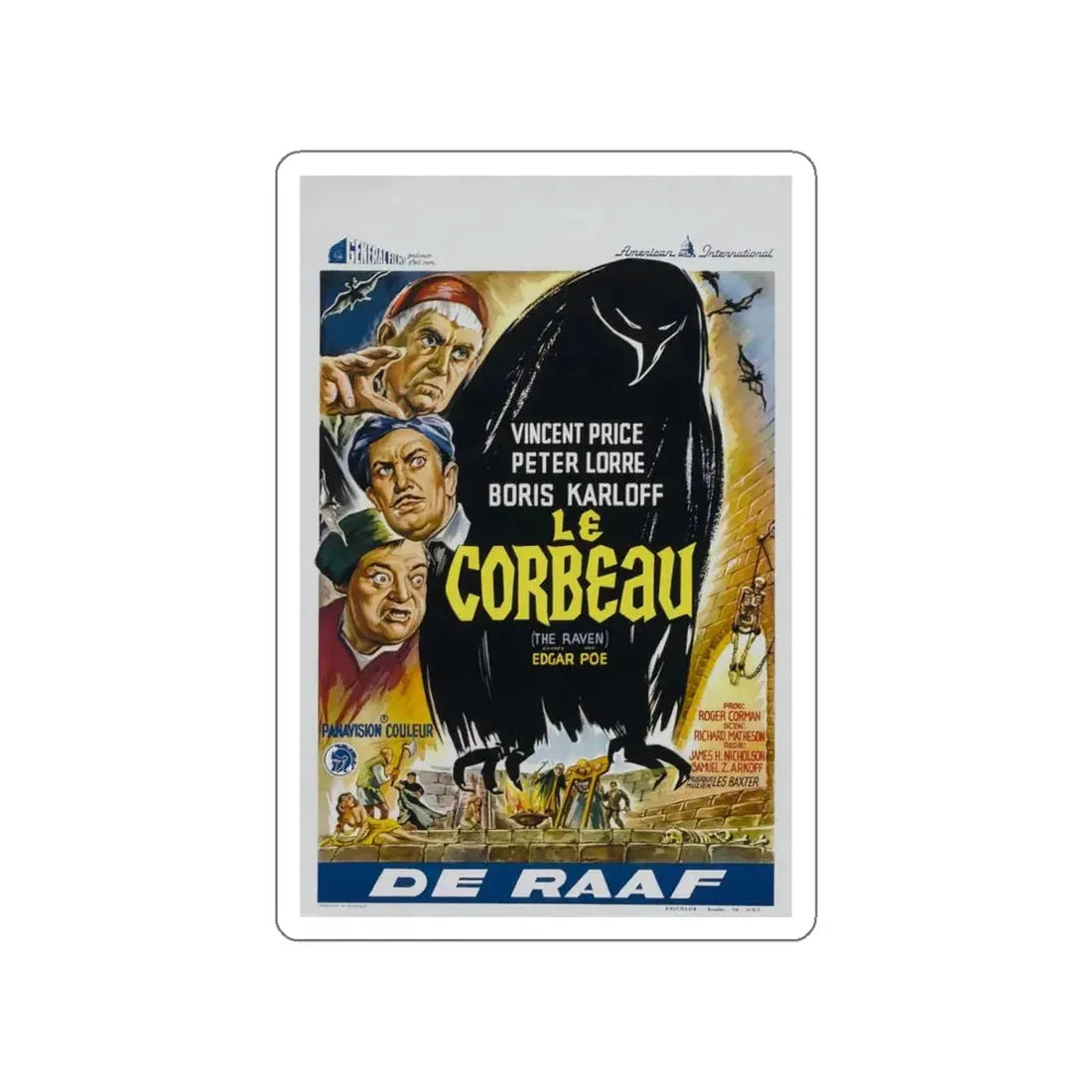 THE RAVEN (BELGIAN) 1963 Movie Poster STICKER Vinyl Die-Cut Decal 6 Inch - The Sticker Space