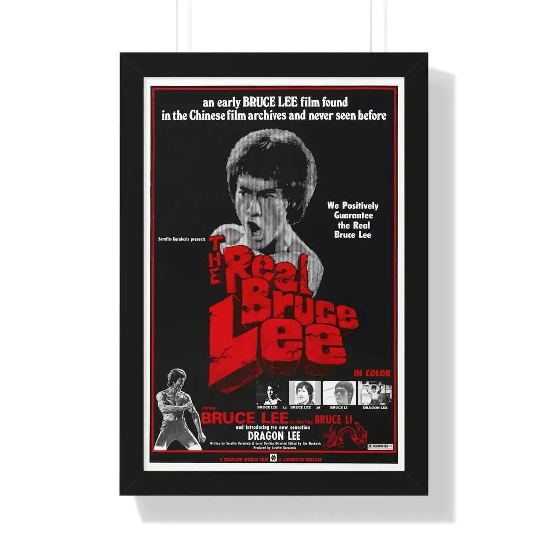 THE REAL BRUCE LEE 1977 - Framed Movie Poster 16″ x 24″ Black - The Sticker Space
