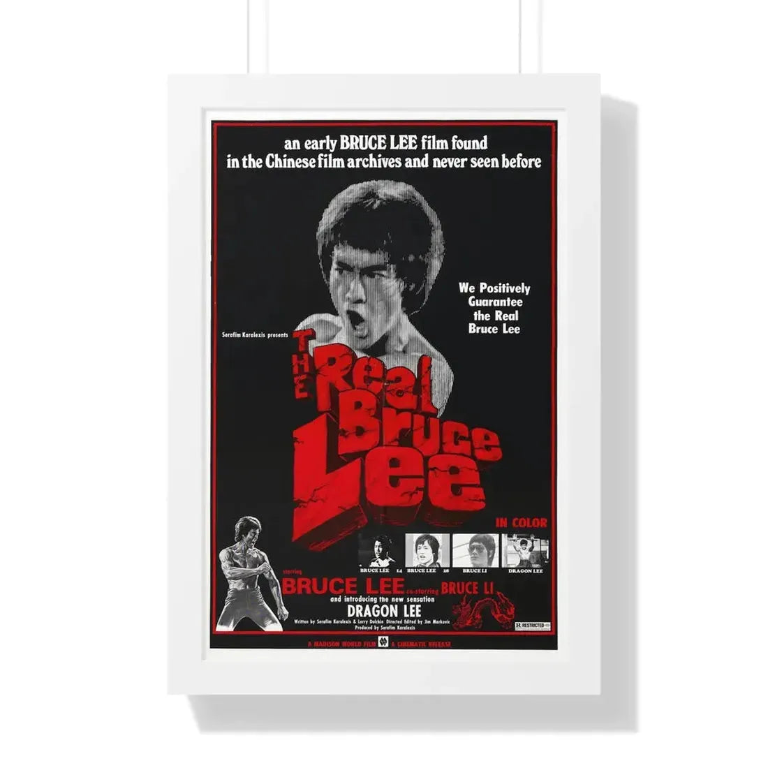 THE REAL BRUCE LEE 1977 - Framed Movie Poster 16″ x 24″ White - The Sticker Space