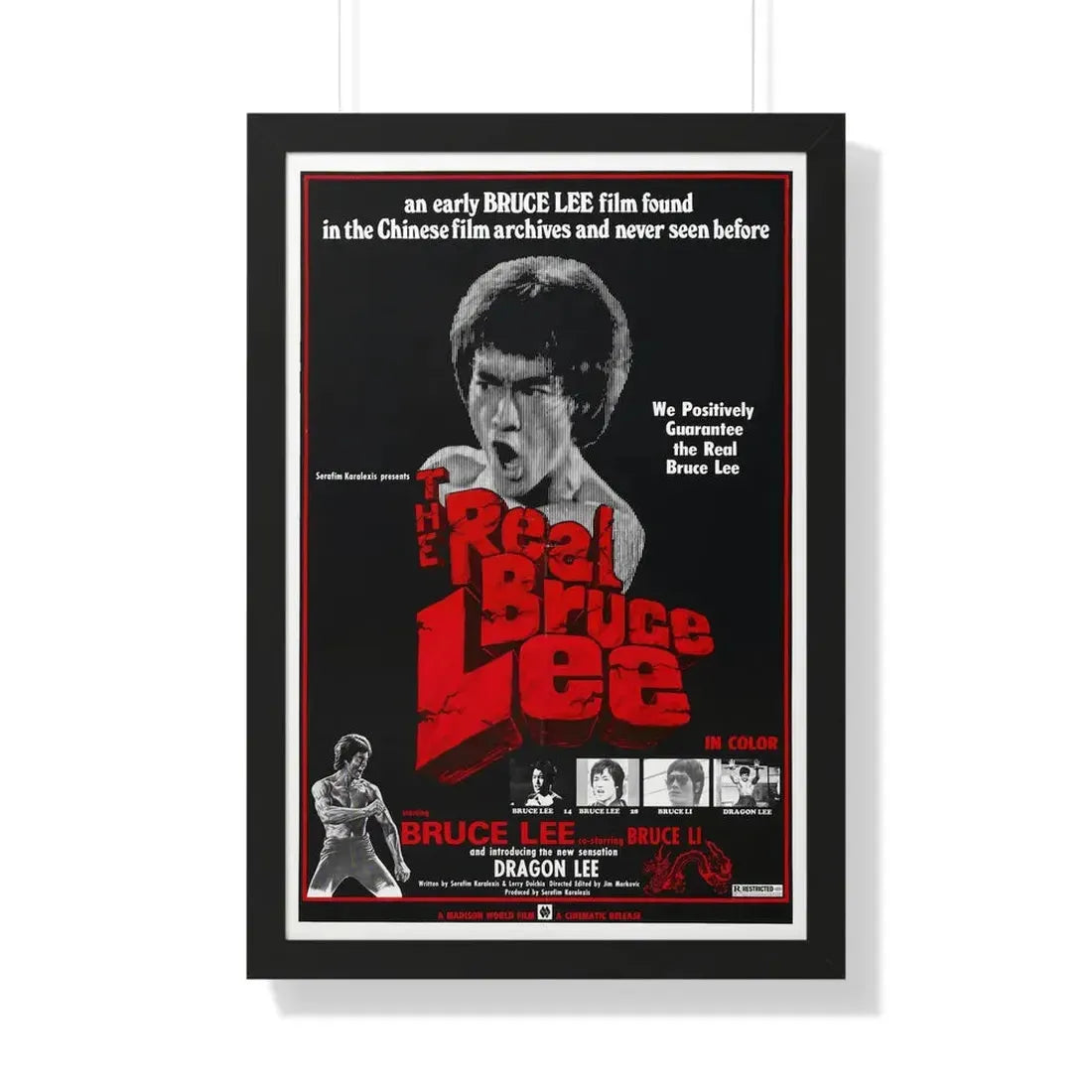 THE REAL BRUCE LEE 1977 - Framed Movie Poster 20" x 30" Black - The Sticker Space