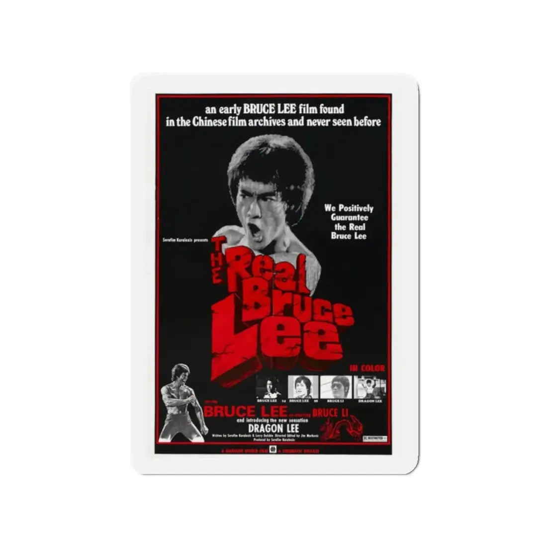 THE REAL BRUCE LEE 1977 Movie Poster - Refrigerator Magnet 2 Inch Die-Cut - The Sticker Space