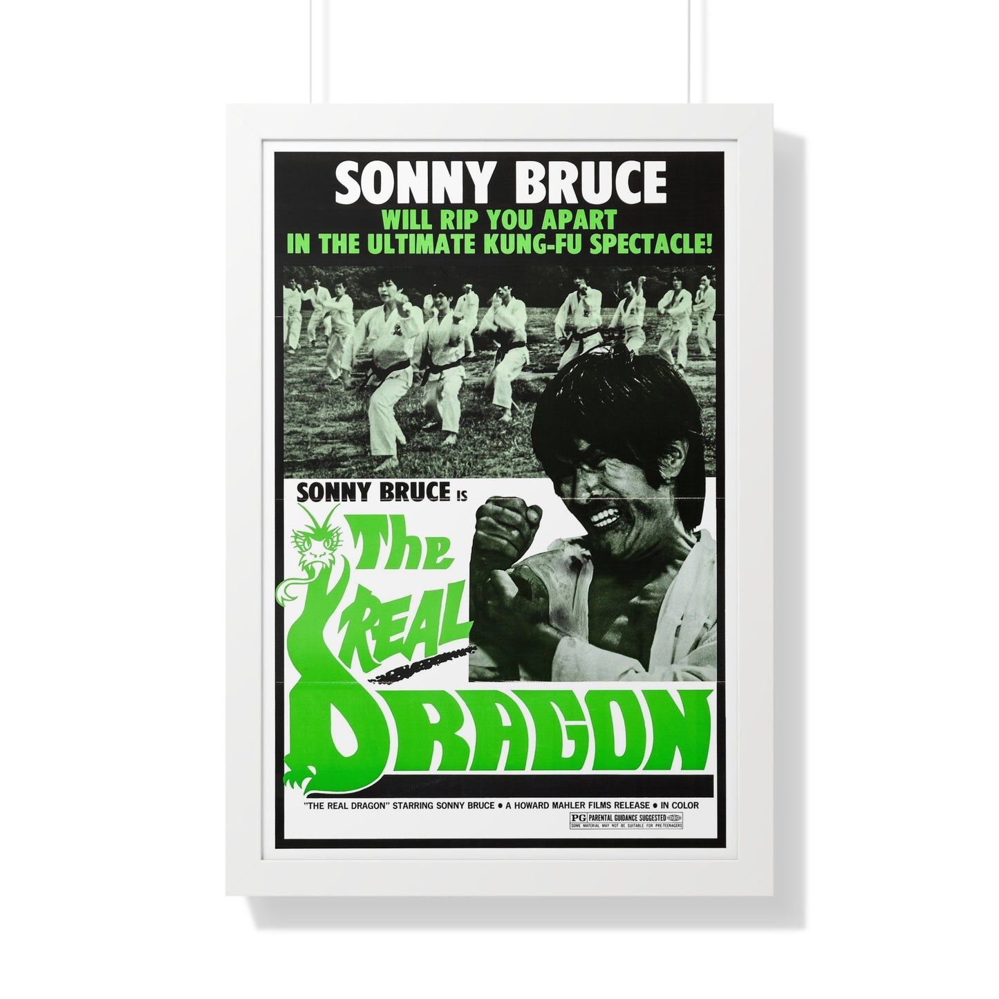 THE REAL DRAGON (FURY OF THE BLACK BELT) 1975 - Framed Movie Poster-20" x 30"-The Sticker Space