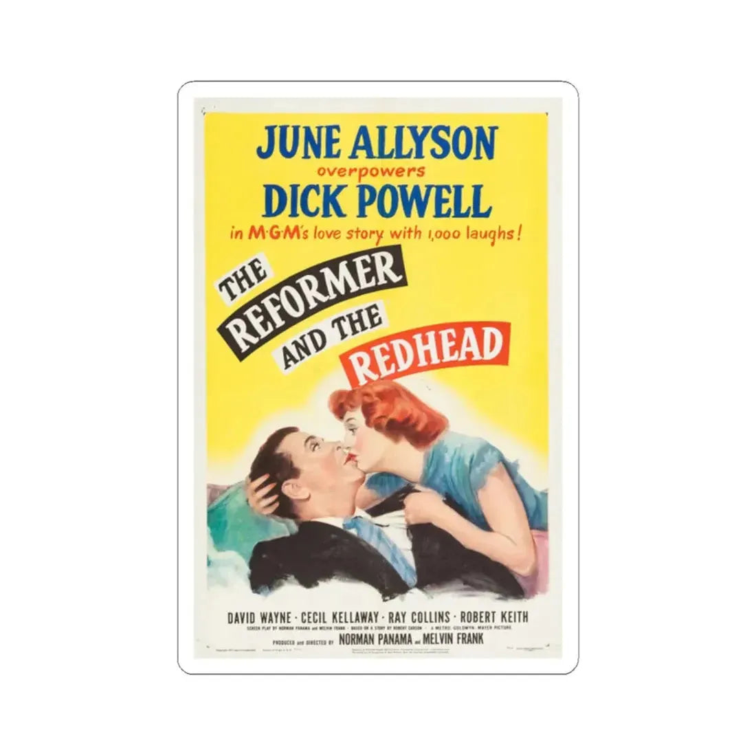 The Reformer and the Redhead 1950 Movie Poster - STICKER Vinyl Kiss-Cut Decal 2 Inch White - The Sticker Space