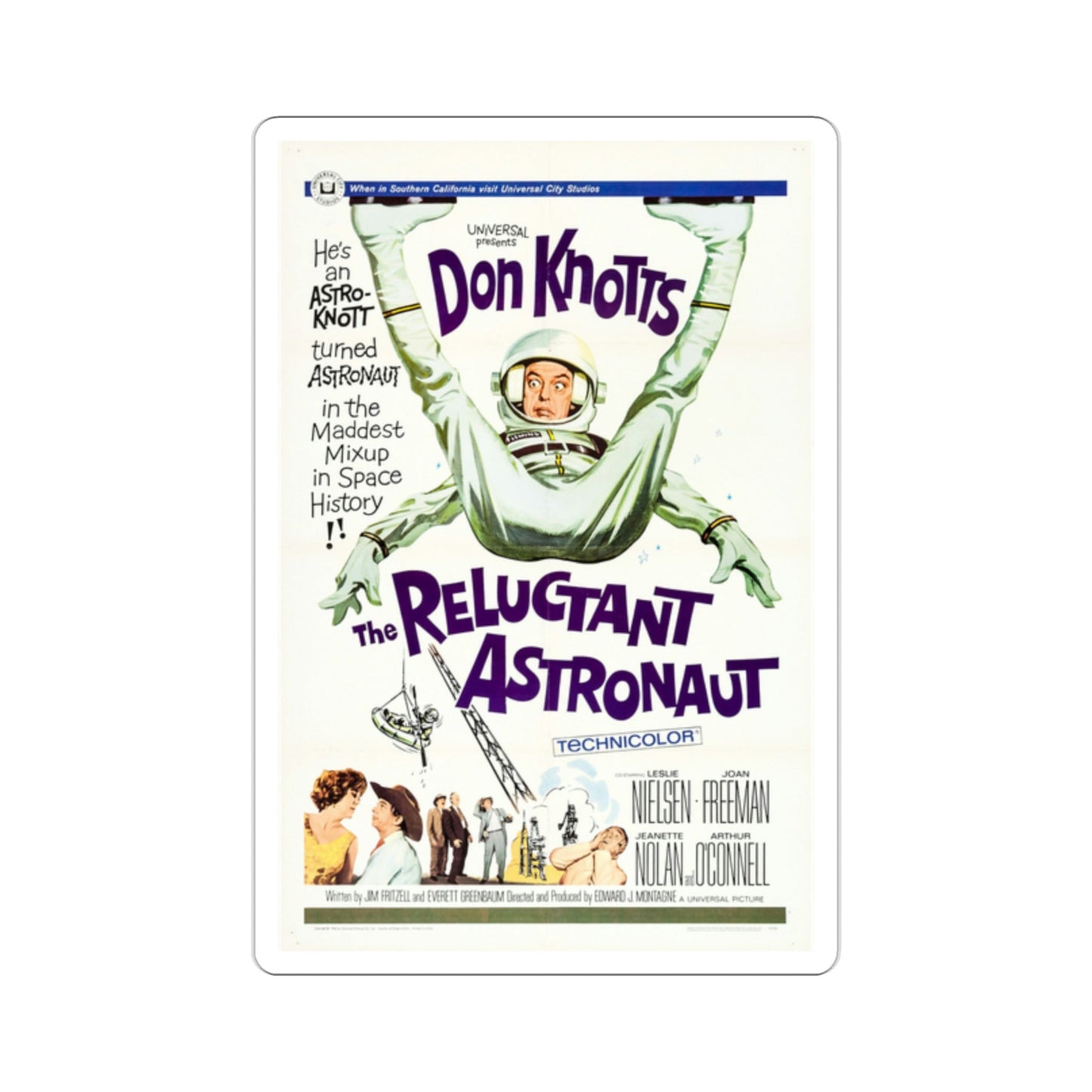 The Reluctant Astronaut 1967 Movie Poster STICKER Vinyl Die-Cut Decal-2 Inch-The Sticker Space