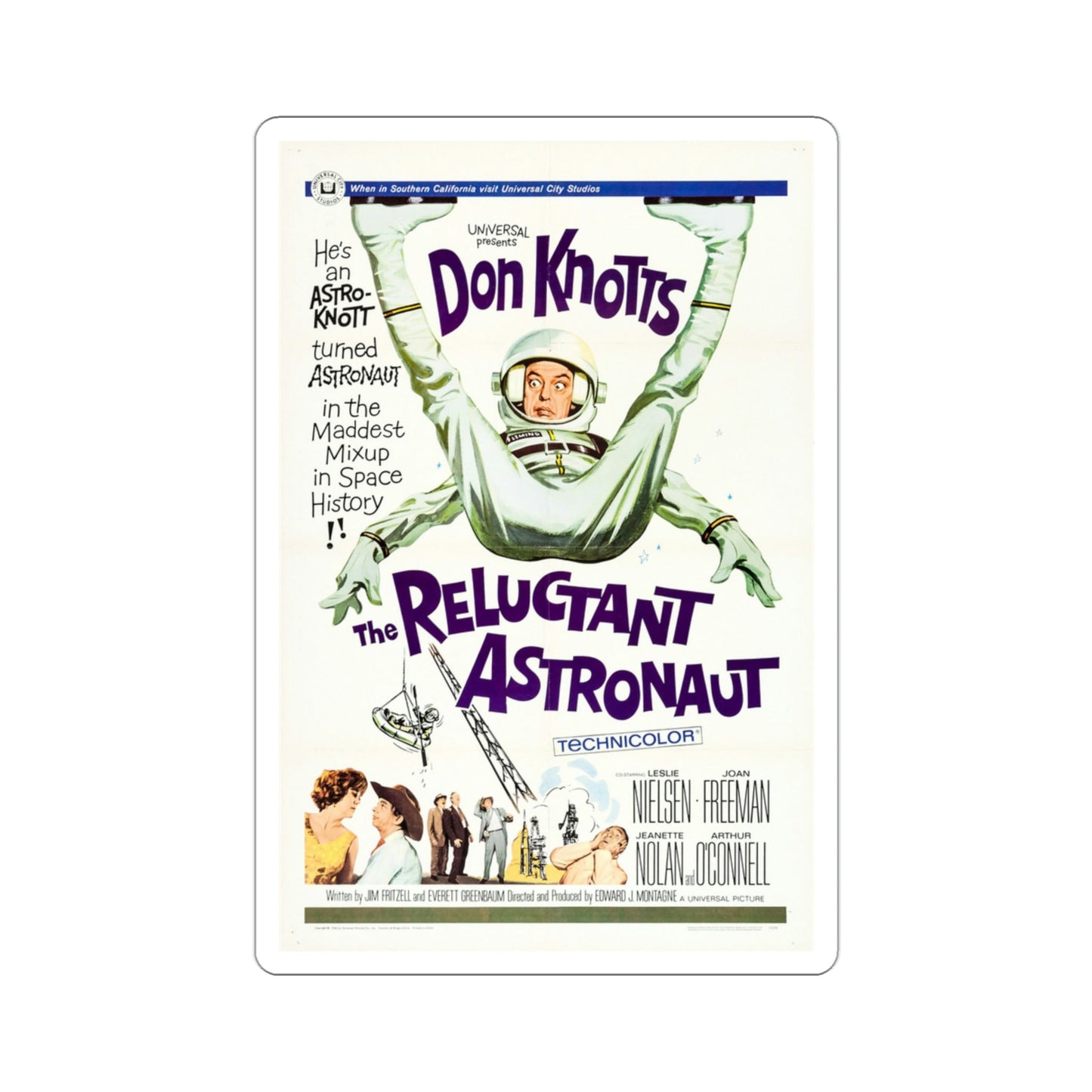 The Reluctant Astronaut 1967 Movie Poster STICKER Vinyl Die-Cut Decal-3 Inch-The Sticker Space