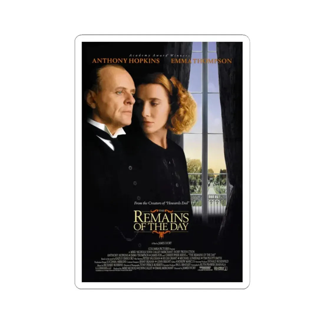 The Remains of the Day 1993 Movie Poster - STICKER Vinyl Kiss-Cut Decal 2 Inch White - The Sticker Space