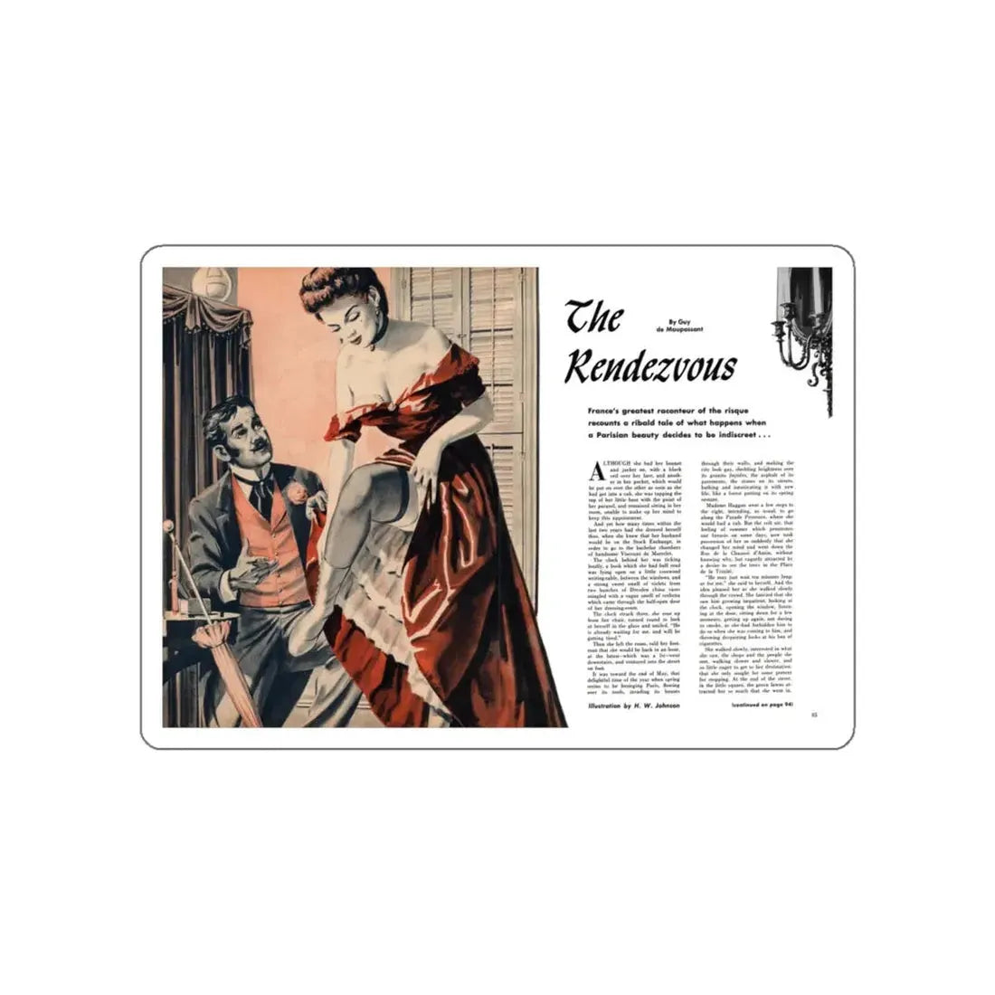The Rendezvous, Cavalcade magazine, September 1959 (Magazine Illustration) STICKER Vinyl Die-Cut Decal White Die-Cut 6 Inch - The Sticker Space