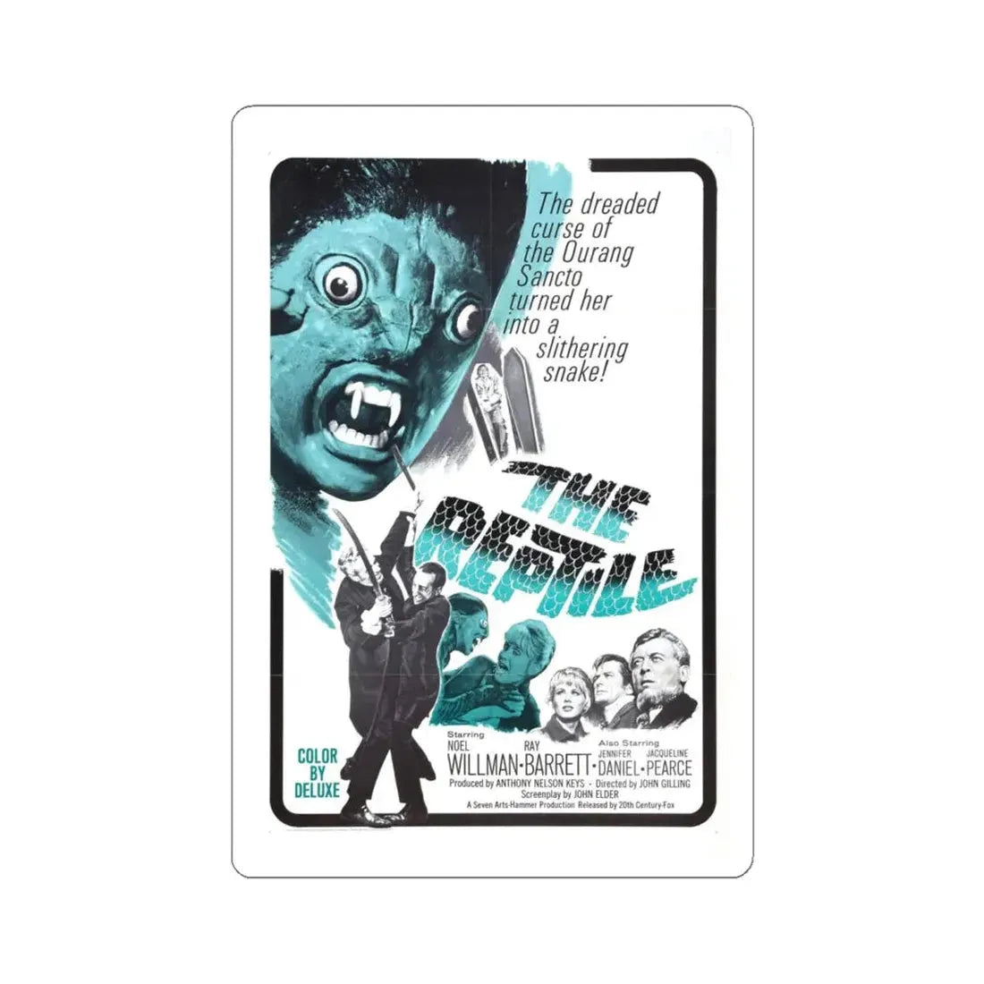 THE REPTILE 1966 Movie Poster - STICKER Vinyl Kiss-Cut Decal 6 Inch White - The Sticker Space