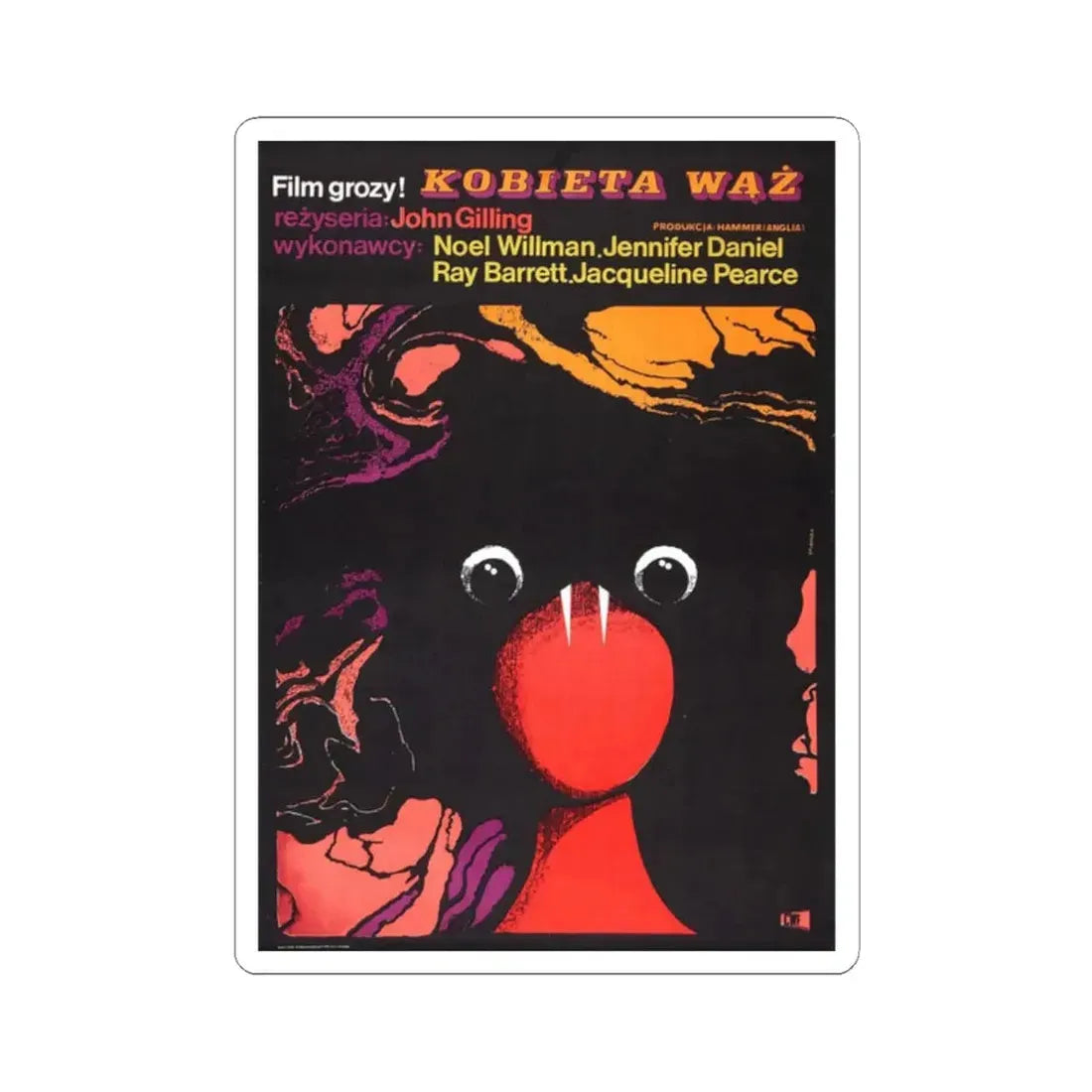 THE REPTILE (POLISH) 1966 Movie Poster - STICKER Vinyl Kiss-Cut Decal 2 Inch White - The Sticker Space