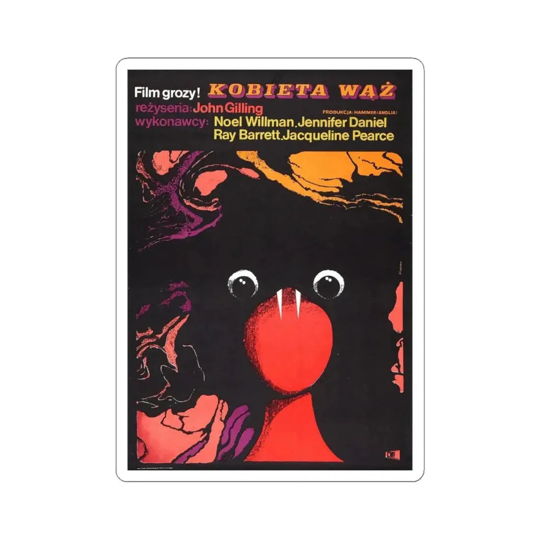 THE REPTILE (POLISH) 1966 Movie Poster - STICKER Vinyl Kiss-Cut Decal 4 Inch White - The Sticker Space