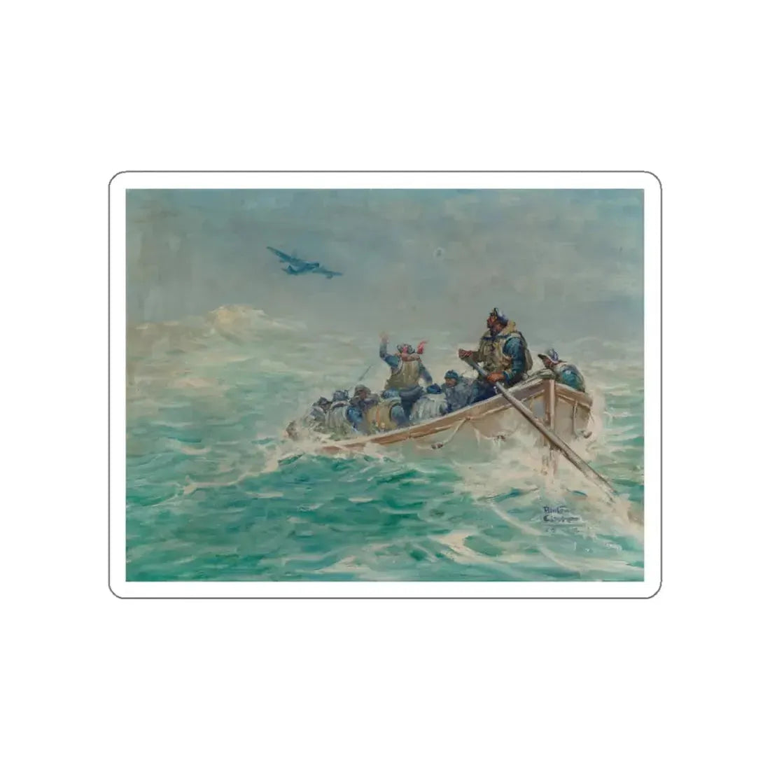 The Rescue, Electronic Laboratories advertisement, 1943 (Magazine Illustration) STICKER Vinyl Die-Cut Decal White Die-Cut 5 Inch - The Sticker Space