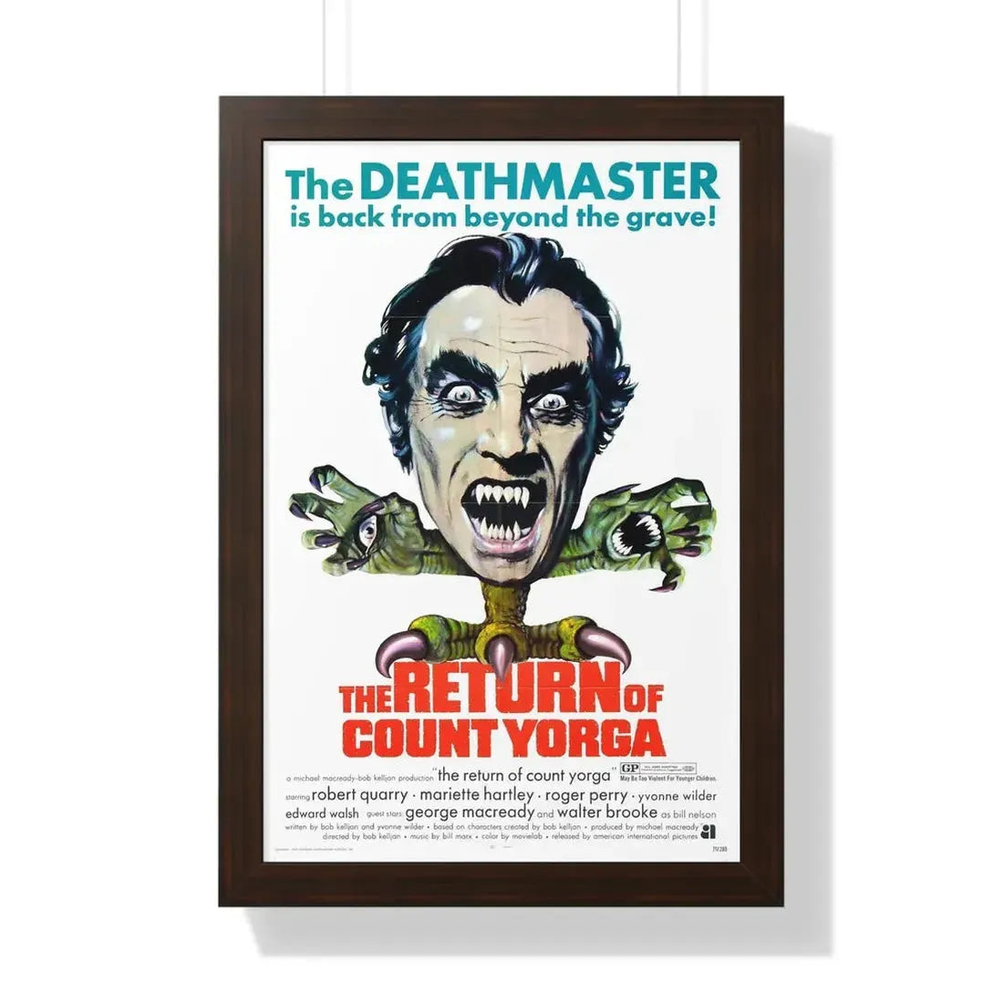 THE RETURN OF COUNT YORGA 1971 - Framed Movie Poster 16″ x 24″ Walnut - The Sticker Space