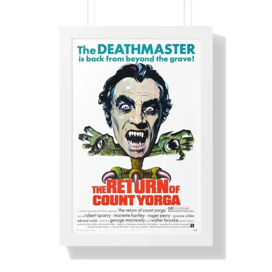 THE RETURN OF COUNT YORGA 1971 - Framed Movie Poster 16″ x 24″ White - The Sticker Space