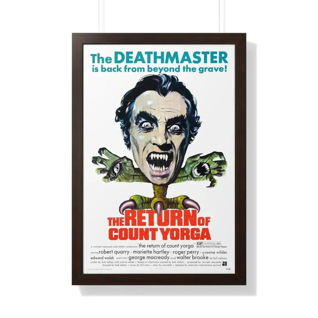 THE RETURN OF COUNT YORGA 1971 - Framed Movie Poster 20" x 30" Walnut - The Sticker Space