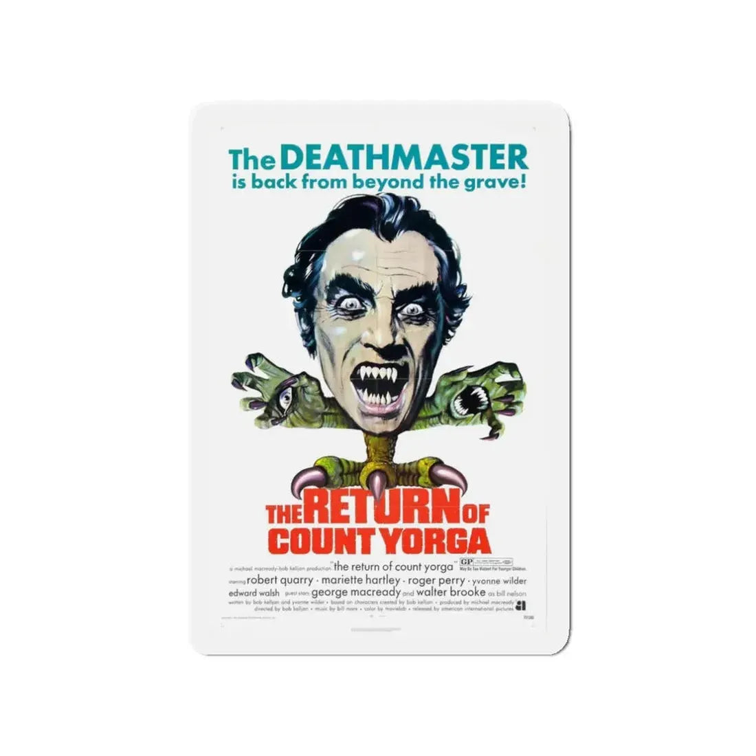 THE RETURN OF COUNT YORGA 1971 Movie Poster - Refrigerator Magnet 3 Inch Die-Cut - The Sticker Space