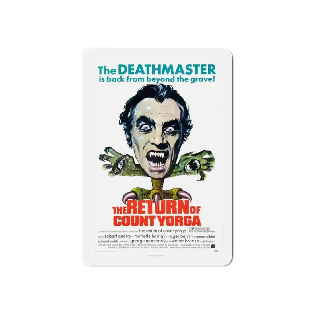 THE RETURN OF COUNT YORGA 1971 Movie Poster - Refrigerator Magnet 6 Inch Die-Cut - The Sticker Space