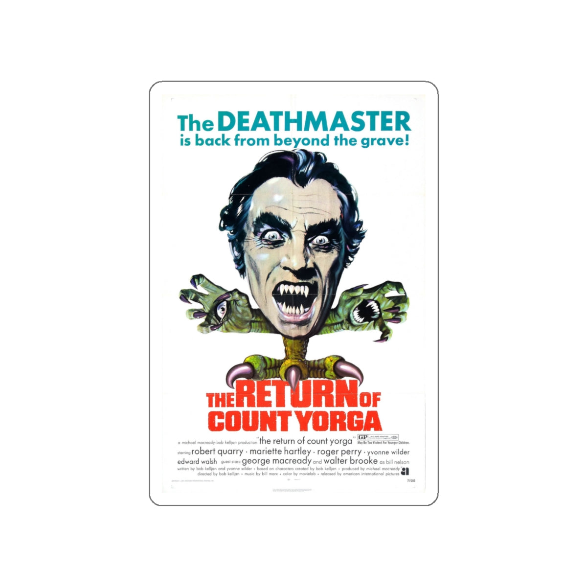 THE RETURN OF COUNT YORGA 1971 Movie Poster STICKER Vinyl Die-Cut Decal-White-The Sticker Space