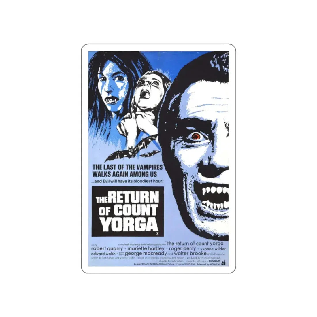 THE RETURN OF COUNT YORGA (2) 1971 Movie Poster STICKER Vinyl Die-Cut Decal 2 Inch - The Sticker Space