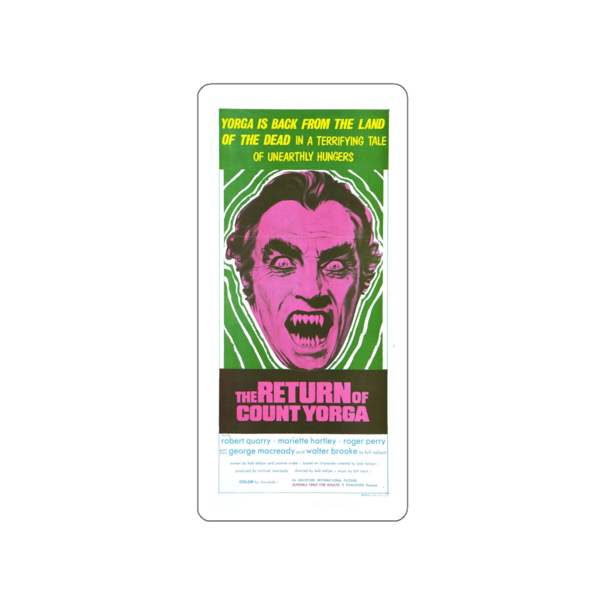 THE RETURN OF COUNT YORGA (3) 1971 Movie Poster STICKER Vinyl Die-Cut Decal-White-The Sticker Space