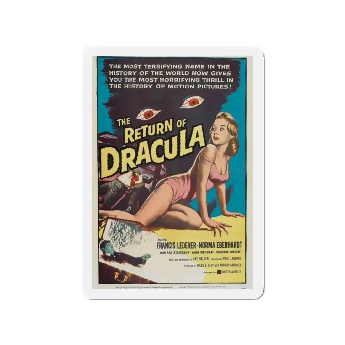 THE RETURN OF DRACULA 1958 Movie Poster - Refrigerator Magnet 2 Inch Die-Cut - The Sticker Space