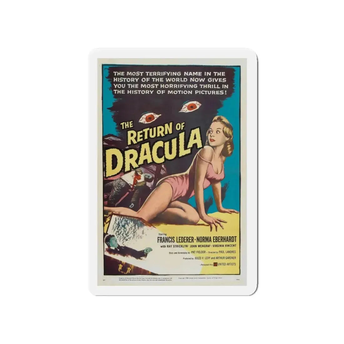 THE RETURN OF DRACULA 1958 Movie Poster - Refrigerator Magnet 4 Inch Die-Cut - The Sticker Space