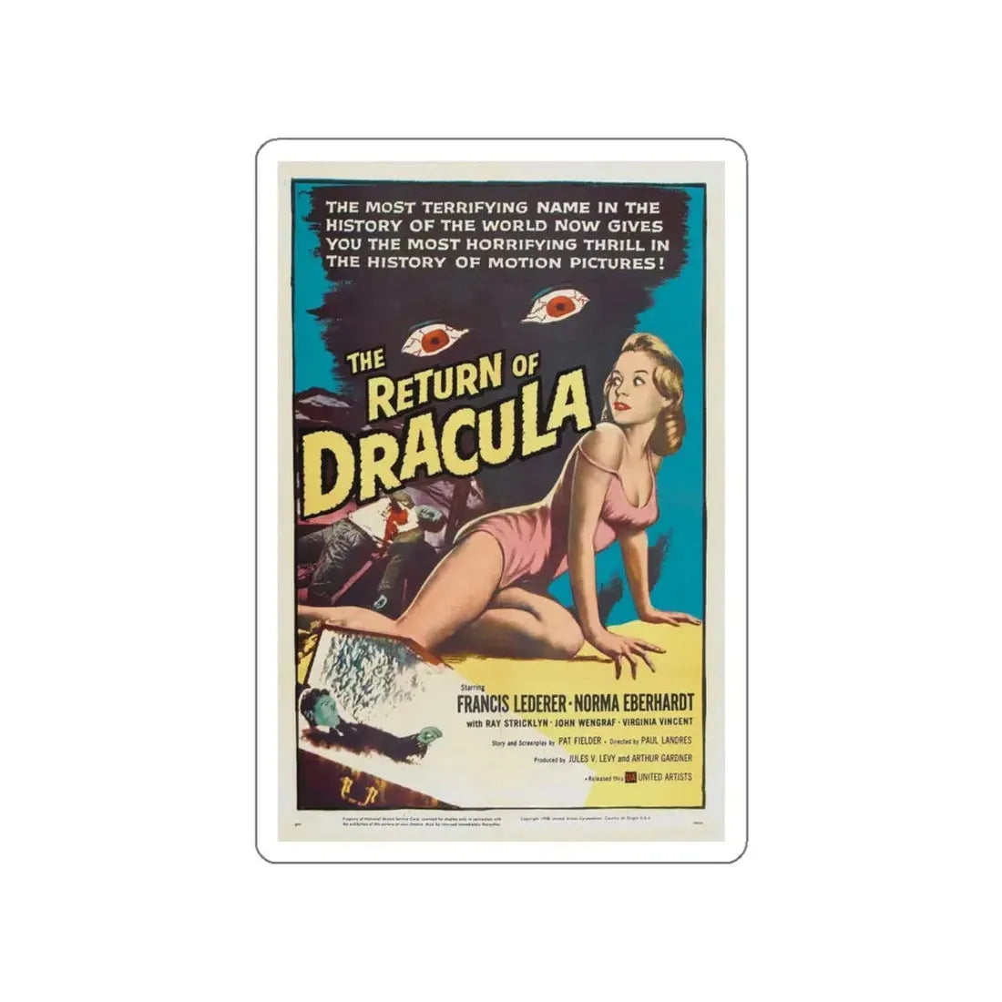 THE RETURN OF DRACULA 1958 Movie Poster STICKER Vinyl Die-Cut Decal 4 Inch - The Sticker Space