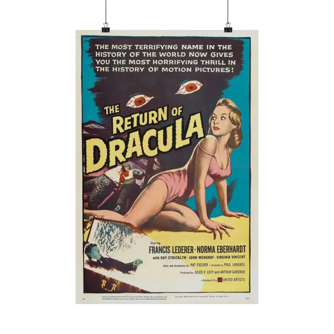 THE RETURN OF DRACULA 1958 - Paper Movie Poster 16″ x 24″ Matte - The Sticker Space
