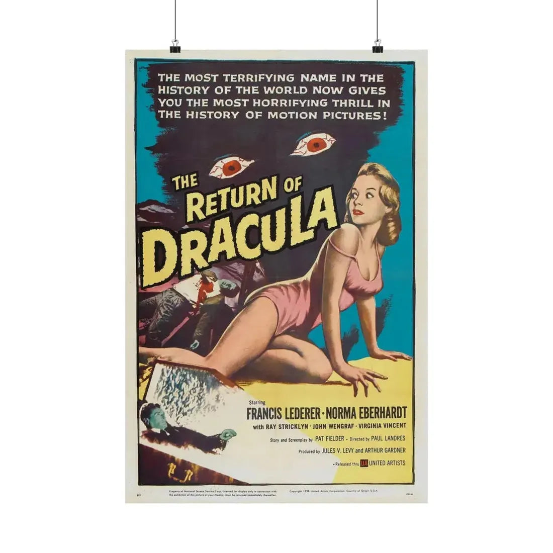 THE RETURN OF DRACULA 1958 - Paper Movie Poster 20″ x 30″ Matte - The Sticker Space