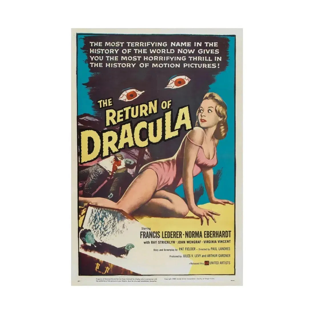 THE RETURN OF DRACULA 1958 - Paper Movie Poster - The Sticker Space