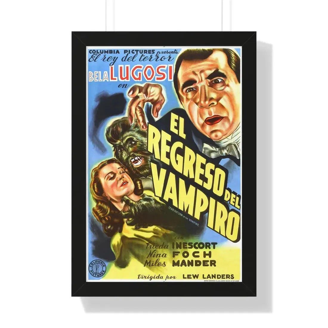 THE RETURN OF THE VAMPIRE 1943 - Framed Movie Poster 16″ x 24″ Black - The Sticker Space