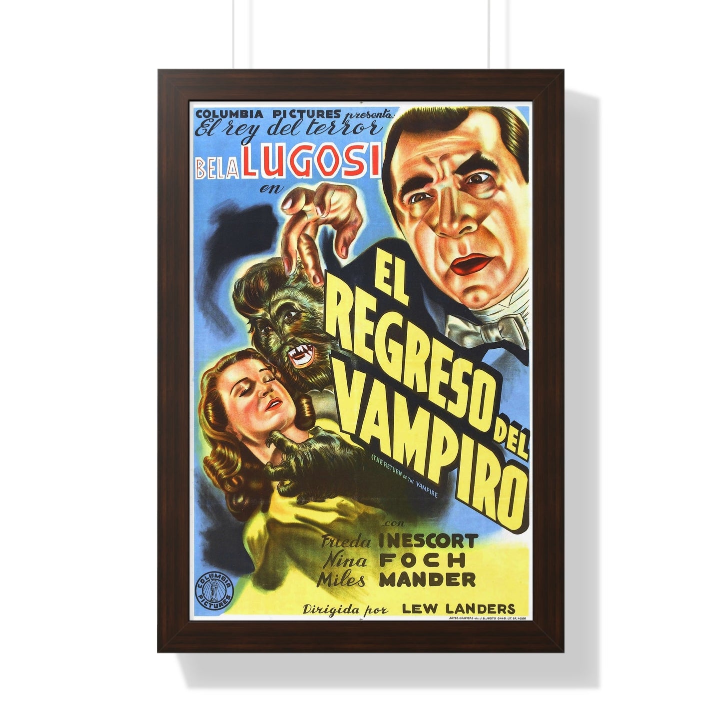 THE RETURN OF THE VAMPIRE 1943 - Framed Movie Poster-16″ x 24″-The Sticker Space