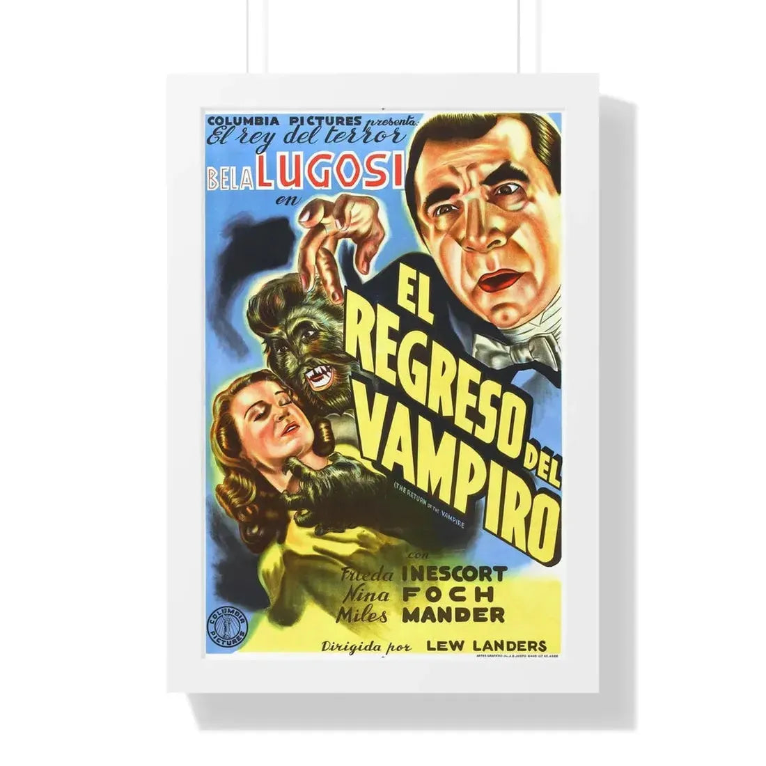 THE RETURN OF THE VAMPIRE 1943 - Framed Movie Poster 16″ x 24″ White - The Sticker Space