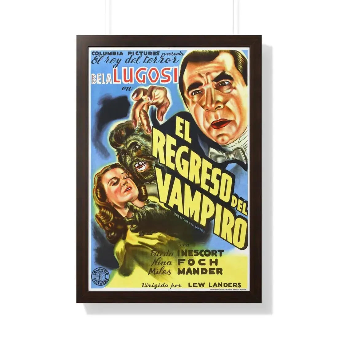 THE RETURN OF THE VAMPIRE 1943 - Framed Movie Poster 20" x 30" Walnut - The Sticker Space