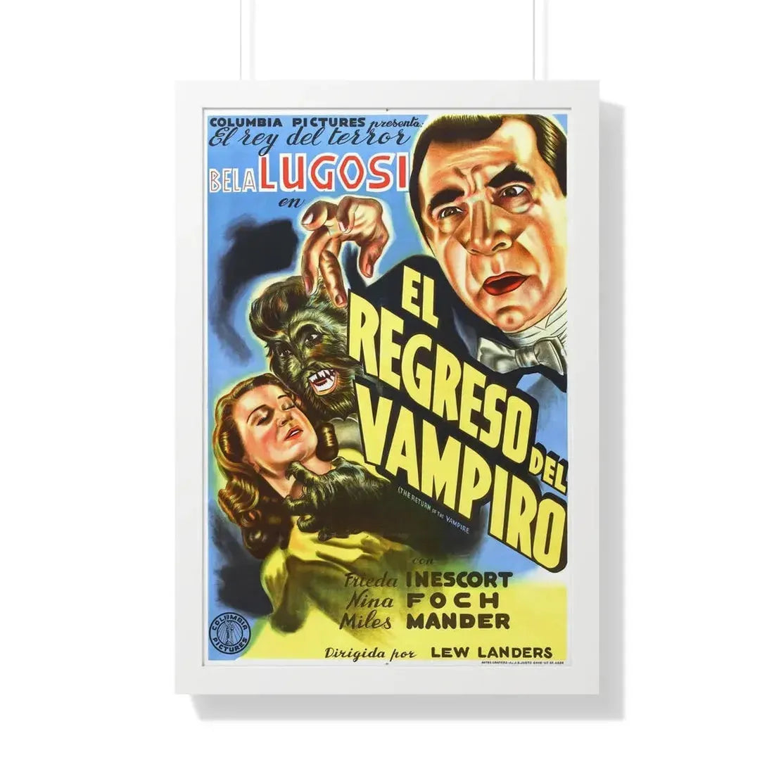 THE RETURN OF THE VAMPIRE 1943 - Framed Movie Poster 20" x 30" White - The Sticker Space