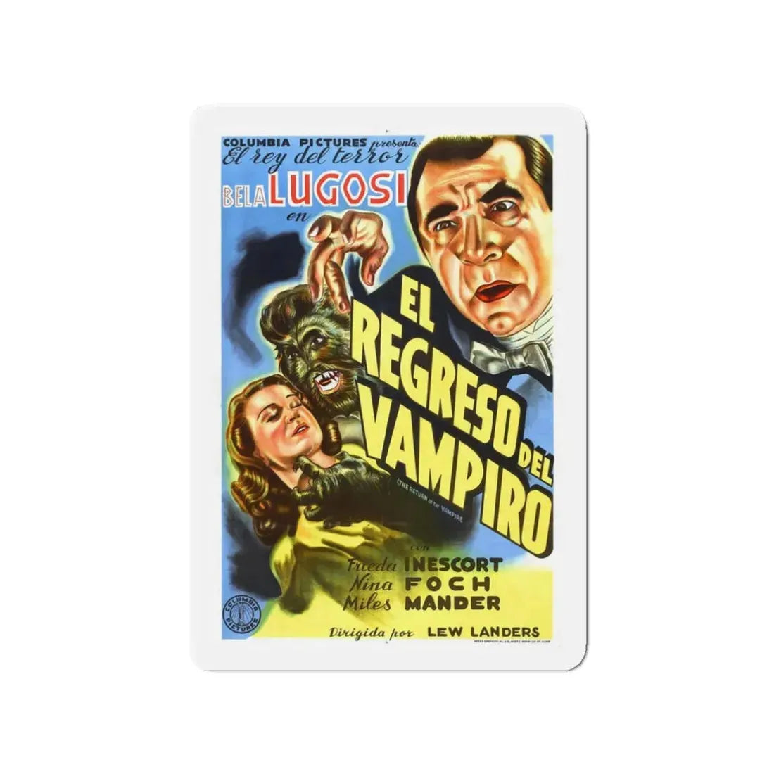 THE RETURN OF THE VAMPIRE 1943 Movie Poster - Refrigerator Magnet 3 Inch Die-Cut - The Sticker Space