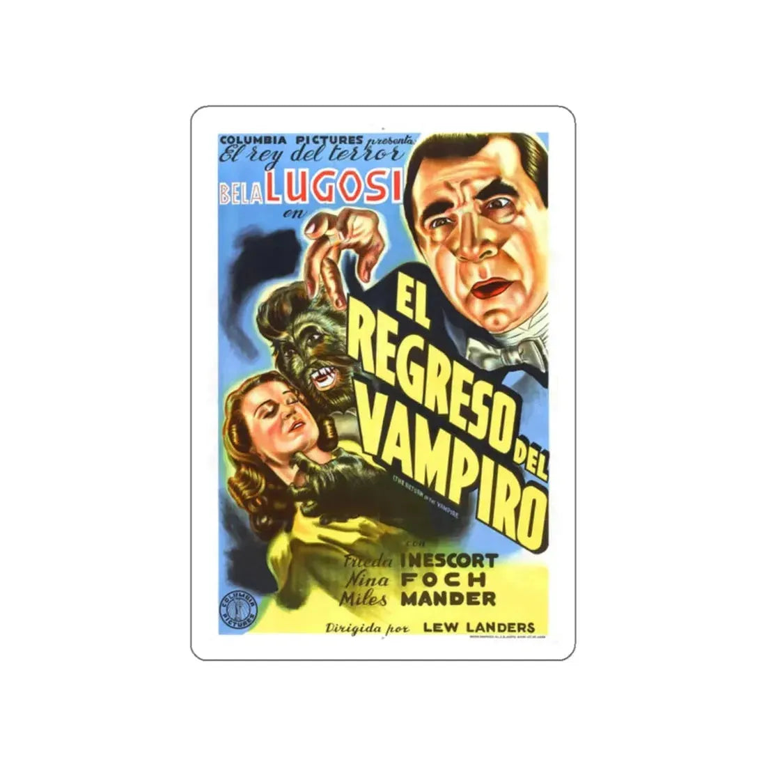 THE RETURN OF THE VAMPIRE 1943 Movie Poster STICKER Vinyl Die-Cut Decal 2 Inch - The Sticker Space