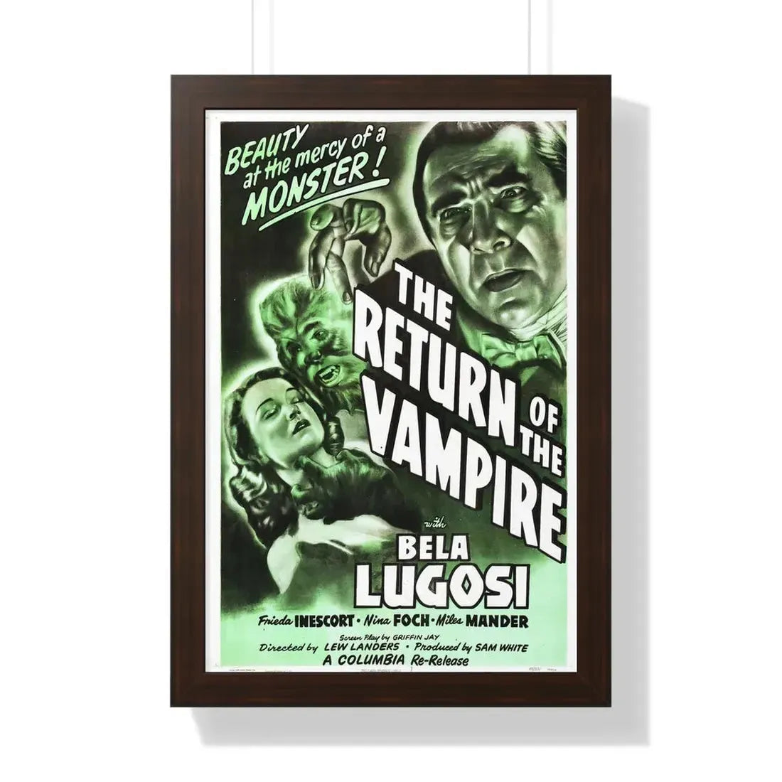 THE RETURN OF THE VAMPIRE (2) 1943 - Framed Movie Poster 16″ x 24″ Walnut - The Sticker Space