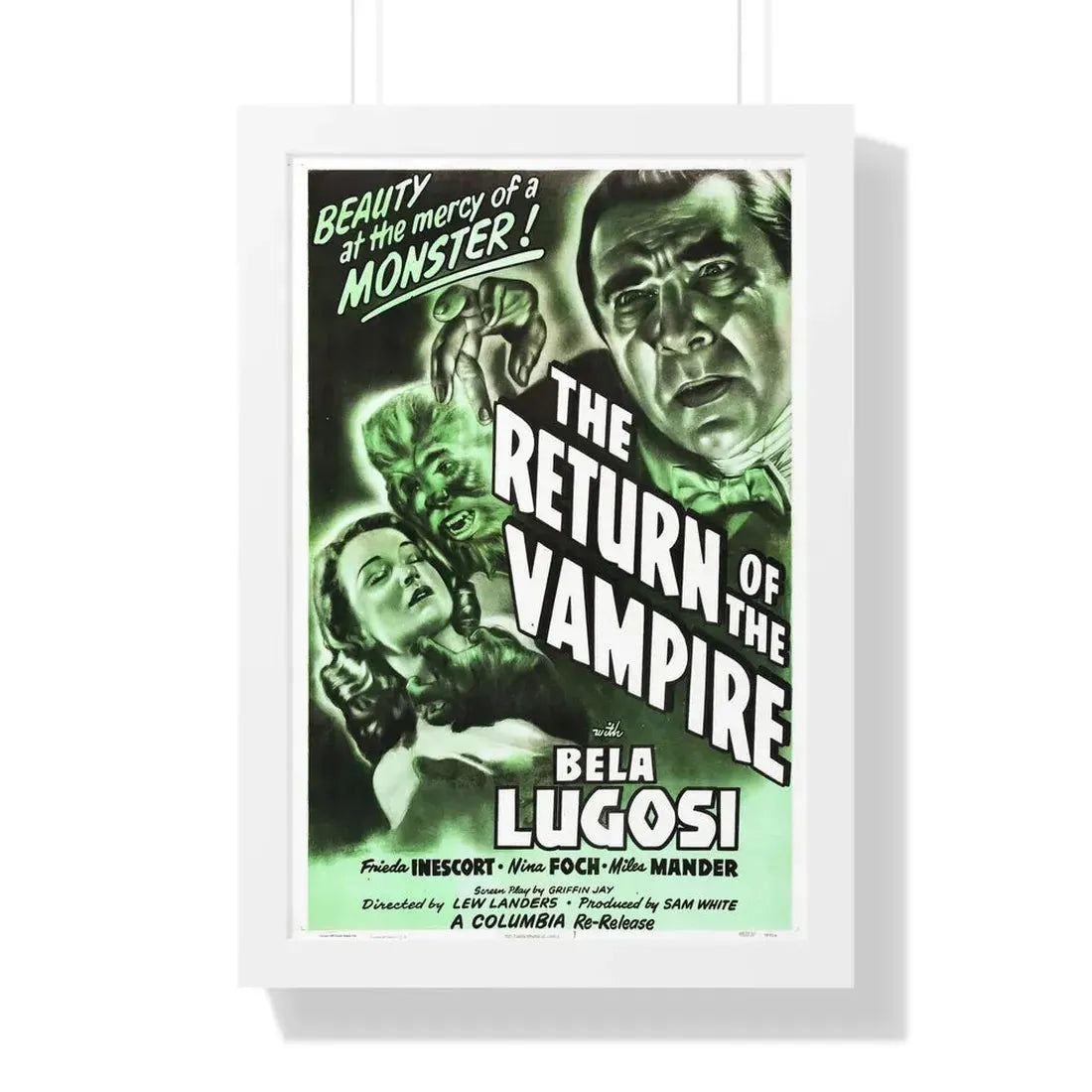THE RETURN OF THE VAMPIRE (2) 1943 - Framed Movie Poster 16″ x 24″ White - The Sticker Space