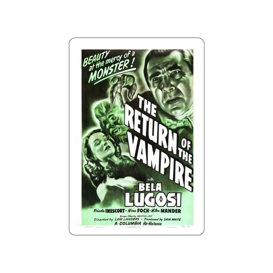THE RETURN OF THE VAMPIRE (2) 1943 Movie Poster STICKER Vinyl Die-Cut Decal 4 Inch - The Sticker Space