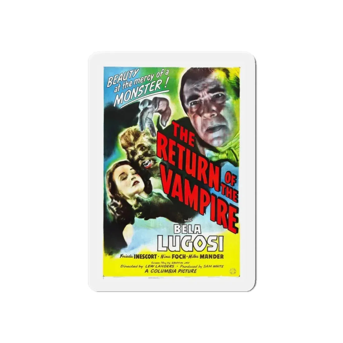 THE RETURN OF THE VAMPIRE (3) 1943 Movie Poster - Refrigerator Magnet 6 Inch Die-Cut - The Sticker Space