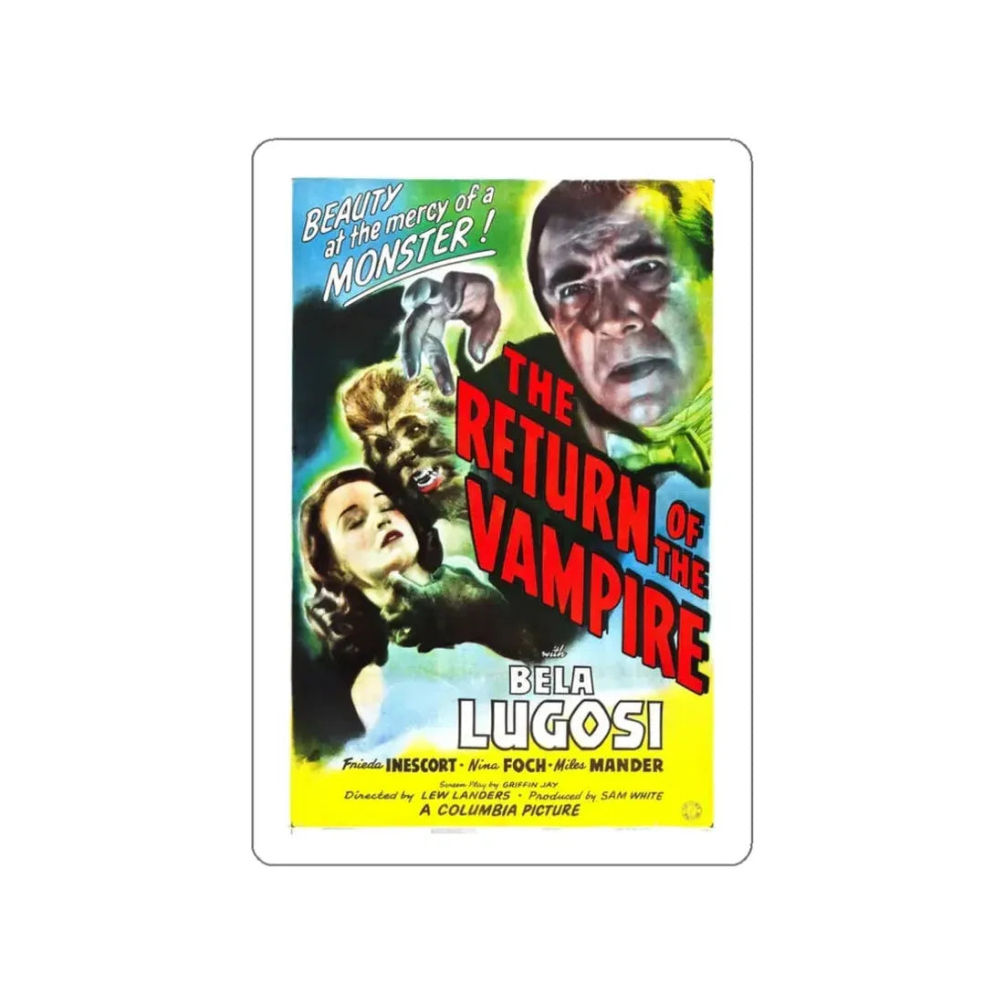 THE RETURN OF THE VAMPIRE (3) 1943 Movie Poster STICKER Vinyl Die-Cut Decal 3 Inch - The Sticker Space