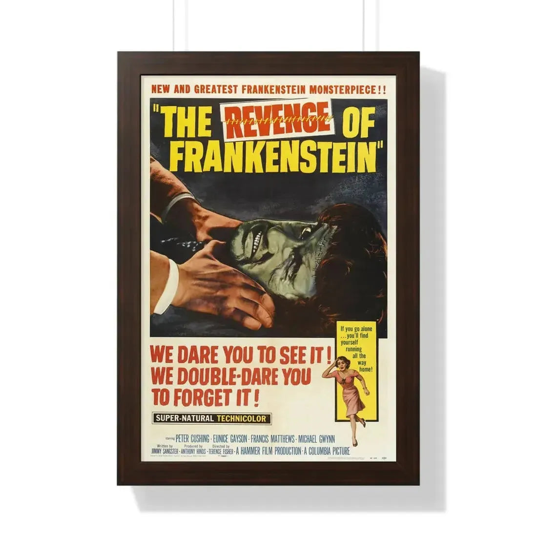 THE REVENGE OF FRANKENSTEIN 1958 - Framed Movie Poster 16″ x 24″ Walnut - The Sticker Space
