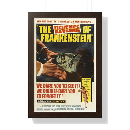 THE REVENGE OF FRANKENSTEIN 1958 - Framed Movie Poster 16″ x 24″ Walnut - The Sticker Space