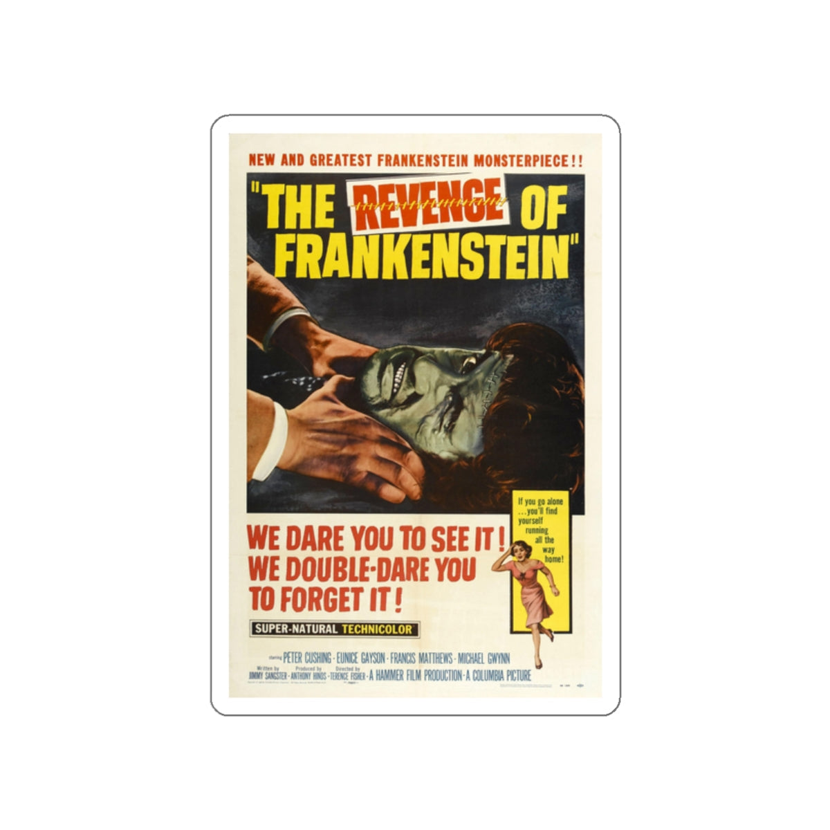 THE REVENGE OF FRANKENSTEIN 1958 Movie Poster STICKER Vinyl Die-Cut Decal-White-The Sticker Space