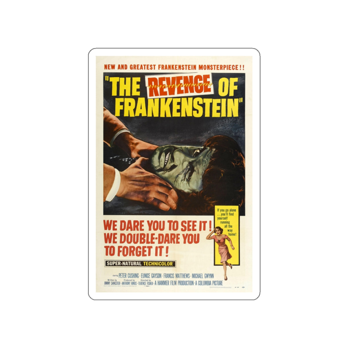 THE REVENGE OF FRANKENSTEIN 1958 Movie Poster STICKER Vinyl Die-Cut Decal-White-The Sticker Space