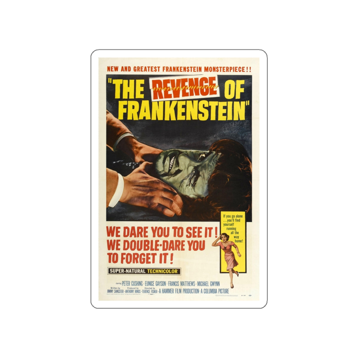 THE REVENGE OF FRANKENSTEIN 1958 Movie Poster STICKER Vinyl Die-Cut Decal-White-The Sticker Space