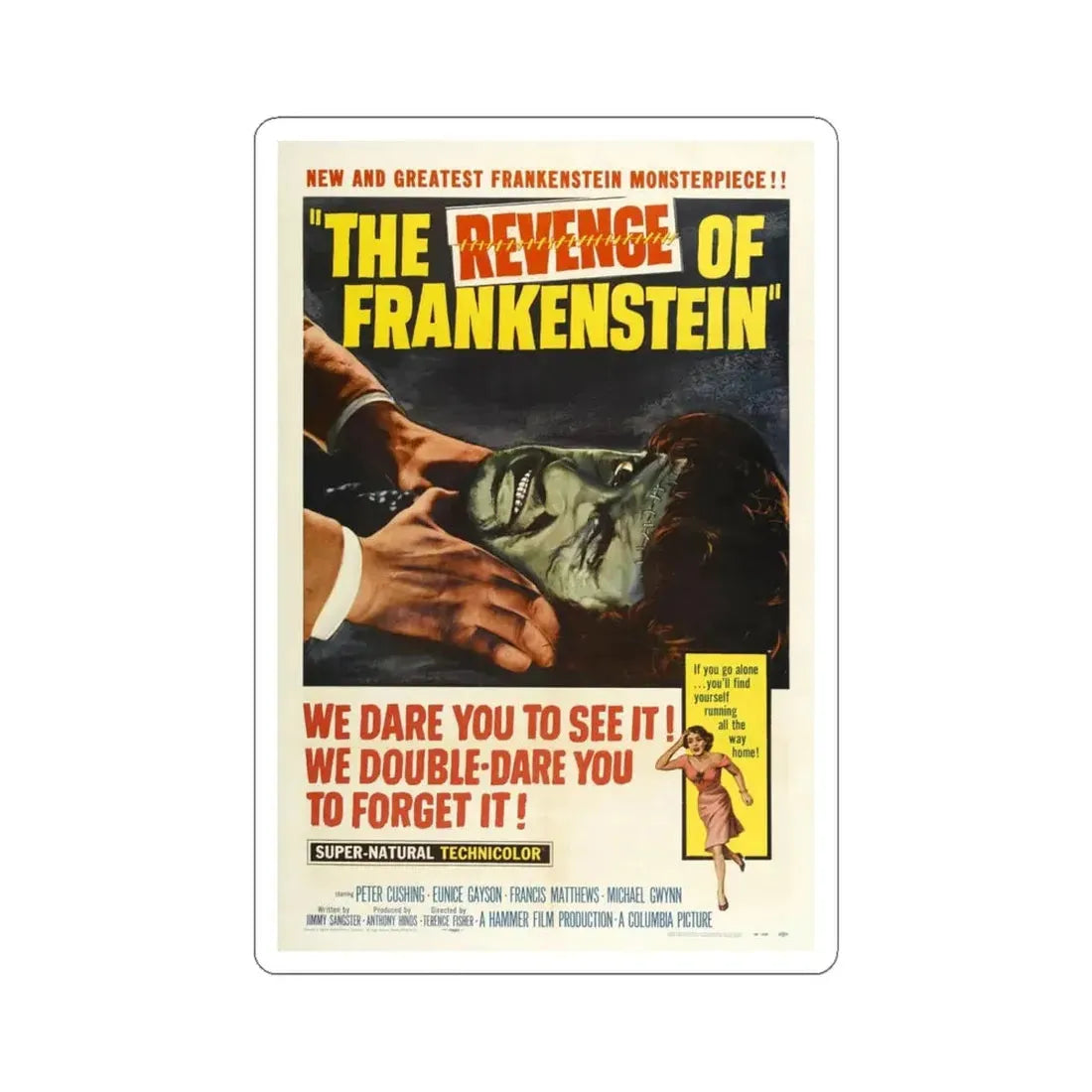THE REVENGE OF FRANKENSTEIN 1958 Movie Poster - STICKER Vinyl Kiss-Cut Decal 6 Inch White - The Sticker Space