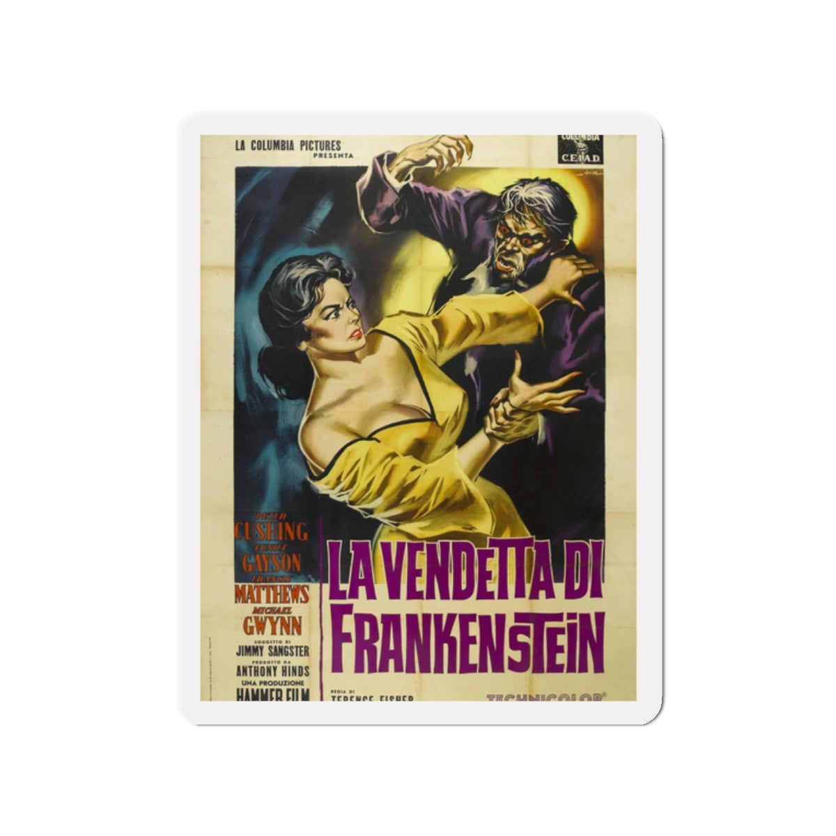 THE REVENGE OF FRANKENSTEIN (ITALIAN) 1958 Movie Poster - Refrigerator Magnet